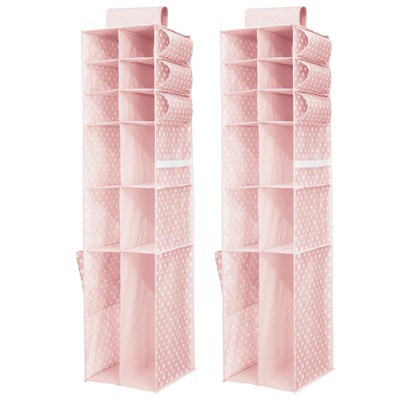 Mdesign Fabric Over Rod Hanging Closet Storage Organizers, Set Of 2 - Gray  : Target