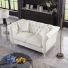 Standard Velvet Tufted Scroll-Arm Chesterfield Stanford Loveseat with Plush Multi-Density Foam Cushions and Premium Craftsmanship - 3 of 4