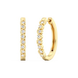 GILDED  1/2 cttw Lab Diamond 14KT Gold Plated Sterling Silver Hoop Earrings, Hinged Diamond Hoops for Women – Elegant Gold Hoops Jewelry - 1 of 4
