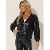Allegra K Women's Casual Holographic Hooded Long Sleeve Zipper Metallic Jacket - 4 of 4