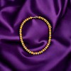 Slickblue Vintage Beaded Necklace, Two Tone Ribbed Metal & Wood Balls, Festival Style Jewelry, Brown Gold/Ivory Gold - 3 of 3