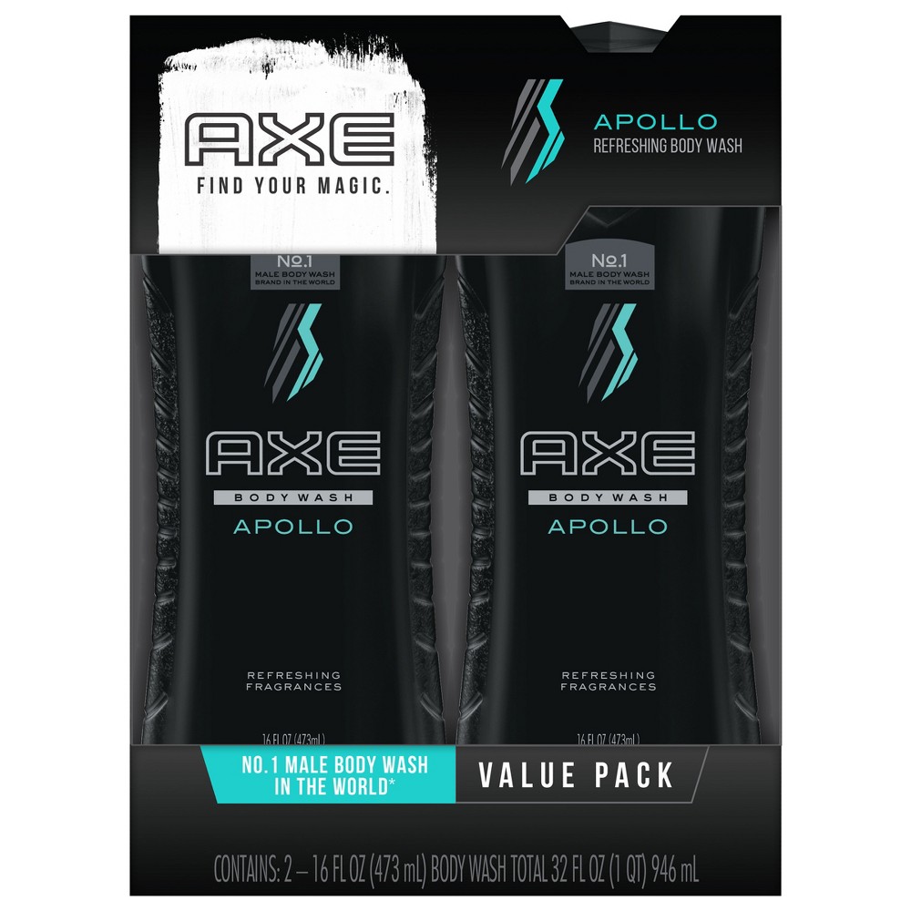 Axe Apollo Shower Gel 16 oz, Twin Pack