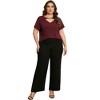 Agnes Orinda Women's Plus Size Basic Short Sleeve Front Cutout Metal Chain Crop T-Shirts - 3 of 4