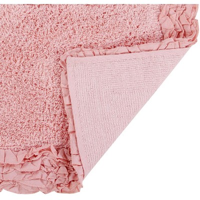 Plush Pink Cotton Shaggy Border 20" x 60" Bath Rug