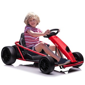 Orieon 24V Kids Ride-On Go Kart, Red – Dual 300W Motors, Electric Go-Kart with Music, Seat Belts, Slow Start, 8 MPH. - 1 of 4