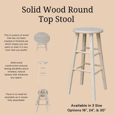 Parawood 30" Unfinished Backless Barstool
