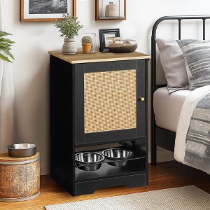 KTMBDW Dog Feeding Station with Storage Cabinet and 2 Elevated Dog Bowls, Hidden Pet Feeder Station Wood, Dog & Cat Storage Organizer, Black - 1 of 4