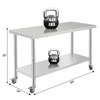 60X24x35 Inch Stainless Steel Work Table with Double Shelf, Heavy Duty Prep Station for Kitchen Restaurant or Garage Storage - 3 of 4