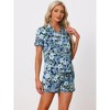 cheibear Women's Summer Short Sleeves Button Down Shirt with Shorts Pajamas Sets - 2 of 4