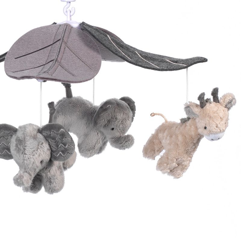 Lambs & Ivy Baby Jungle Animals Gray/Tan Musical Crib Mobile Soother Toy, 3 of 7