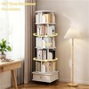 SKRAN 6 Tier Rotating Bookshelf, 360° Display And Spinning Bookshelf with Wheels and Drawer, Rotating Bookshelf Tower for Bedroom, Home, White - 4 of 4