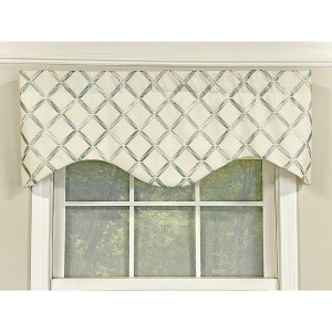 Granville Cornice 3" Rod Pocket Window Valance 50" x 17" Mermaid Green by RLF Home - 1 of 3