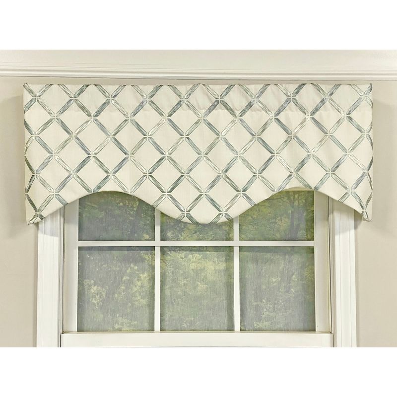 Mermaid Green Embroidered Cornice Window Valance 50" x 17"