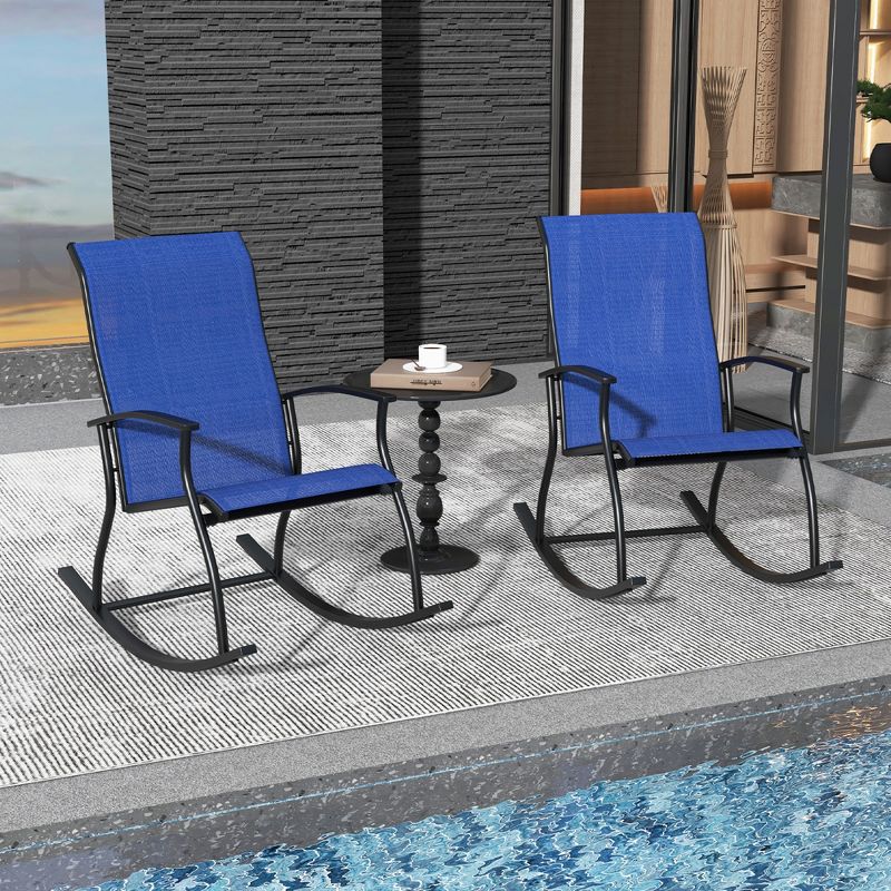Tangkula Set of 2 Outdoor Rocking Chair Patio Rocker w/ Breathable Fabric, 3 of 10