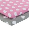 Everyday Kids 2 Pack Baby Cradle Sheets for Baby Girl – 100% Cotton Jersey Knit, Pink Hearts & Gray Polka Dots, Soft and Breathable - 2 of 4