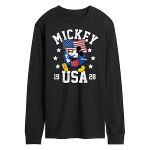 Men's - Disney - Mickey Waving Flag USA Long Sleeve Graphic T-Shirt - 1 of 4