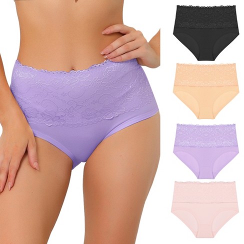 Agnes Orinda Women's Underwear Stretch Packs Lace High Rise Comfort Briefs  Black, Nude, Pink, Purple Medium : Target