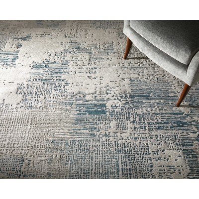 Zarah Gray Taupe Blue Abstract Wool Viscose Area Rug