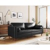 Mid-Century Modern Design 3-Seat Sofa for Living Room, Tufted Sofa with Bolster Pillows, PU Leather Couch with Wood Legs-Baofuwish - 3 of 4