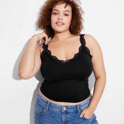 Women's Lace Trim Seamless Jersey Tank Top - Wild Fable™