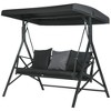 Outsunny 3-Seat Patio Swing Chair, Outdoor Canopy Swing Glider with Cushion with 3 Throw Pillows & Adjustable Shade for Porch - 4 of 4