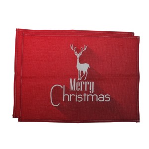 Unique Bargains Christmas Place Mats Linen Red White 13" x 17.7" 2Pcs - 1 of 4