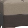 HomeRoots 52" Sand and Brown Chenille And Faux Leather Storage Ottoman - 4 of 4