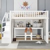 TIRAMISUBEST Twin/Full Size Loft Bed with Movable Desk & Shelf, Kids Bed Frame with Guardrail and Storage Stairs - 3 of 4