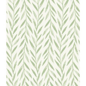 RoomMates Willow Magnolia Home Wallpaper Green: Self-Adhesive, Peelable, Repositionable, Botanical Leaf Pattern, 34 Sq Ft Coverage - 1 of 4