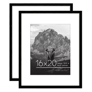 Americanflat 16x20 Picture Frame with Mat for 11x14, Black, 2 Pack - 1 of 4