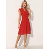 INSPIRE CHIC Women's Vintage V Neck Cap Sleeve Elegant Chiffon A-Line Dresses - 4 of 4