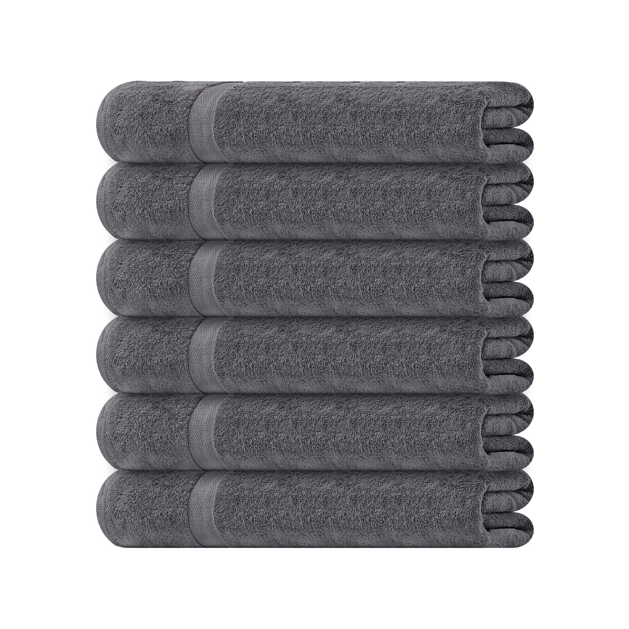 White Classic 24x50" Bath Towels Set 6 Pc, 100% Cotton Lightweight Bathroom Towels, Quick Dry Everyday Towels - 6 Pack