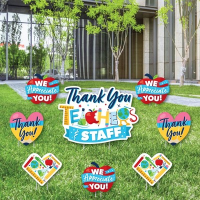 Big Dot of Happiness Thank You Teachers - Yard Sign and Outdoor Lawn Decorations - Teacher and Staff Appreciation Yard Signs - Set of 8