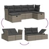 vidaXL Patio Sofa Set with Cushions Outdoor Furniture 6 Piece Poly Rattan - Gray without storage - 3 of 4
