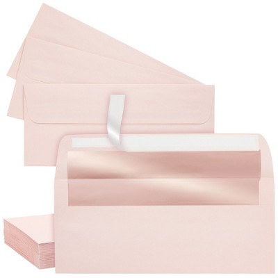Best Paper Greetings 50-Pack #10 Blush Pink Envelopes with Metallic Rose Gold Foil Lining for Invitations, Mailing Business Letters, 4-1/8x9-1/2 in
