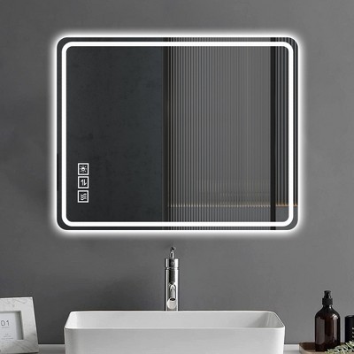 LOVMOR  LED Bathroom Mirror Vanity Mirrors with Front Lights Wall Mounted Anti-Fog Frameless Make Up Mirror