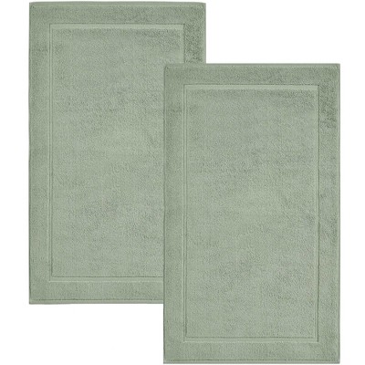 Hawmam Linen Light Green Bath Mats, Pack of 2-100% Ring Spun Cotton ...