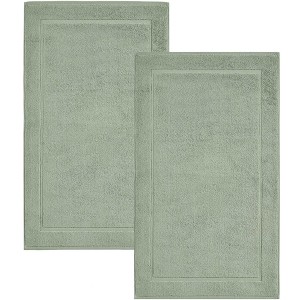 Hawmam Linen Bath Mats, Pack of 2-100% Ring Spun Cotton, Banded Design, Highly Absorbent, Machine Washable for Bathroom Floor Towel - 1 of 4