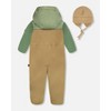 Deux par Deux Boy Baby Colorblock Mid-Season One-Piece Outerwear with Hat Pale Green, Sage, and Tan - 18 Months - 3 of 4