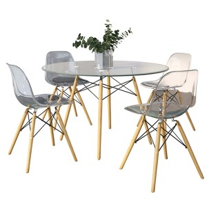 LeisureMod 5-Piece Dining Set, 4 Chairs, 1 Round Dining Table Dover Collection - 1 of 4
