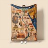 Ancient Egyptian Map Civilization Print Flannel Blanket, Contemporary Style, All Seasons, Office Nap Portable Throw, Christmas Gift. - 3 of 4