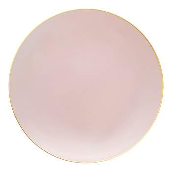 Smarty Had A Party 10.25" Pink with Gold Organic Round Disposable Plastic Dinner Plates (120 Plates)