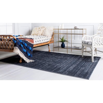 Navy Blue Rectangular Synthetic Easy Care Area Rug 9' x 12'