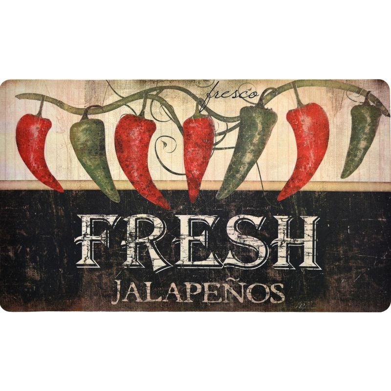 J&V TEXTILES 18" X 30" Cushioned Kitchen Floor Standing Mat (Jalapenos), 1 of 5