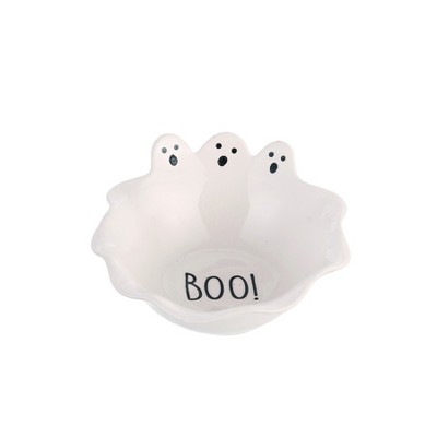 Transpac Ceramic Ghost Bowl for Halloween Home Decor Multicolored Dolomite Tabletop Decorative Figurine Gift