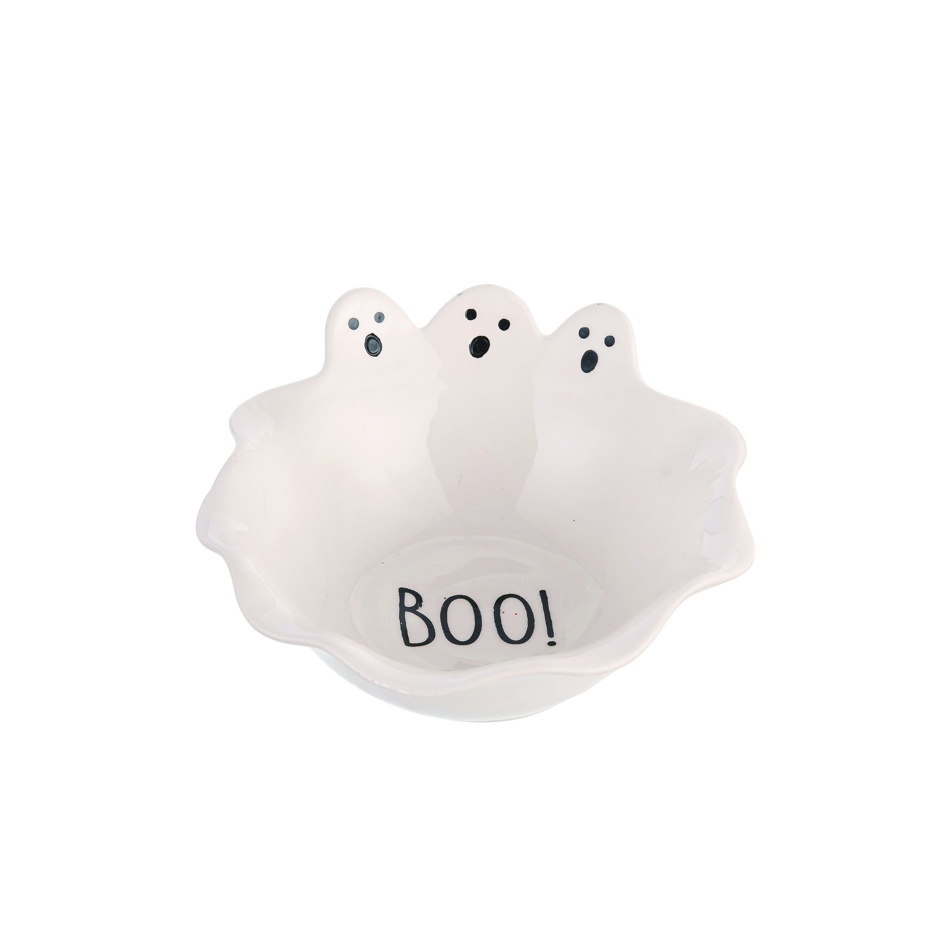 Transpac Ceramic Ghost Bowl for Halloween Home Decor Multicolored Dolomite Tabletop Decorative Figurine Gift