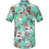Halloween Men's Floral Print Button-Down Shirt Men's Hawaiian Floral Shirts Tropical Holiday Beach Shirt - 3 of 4