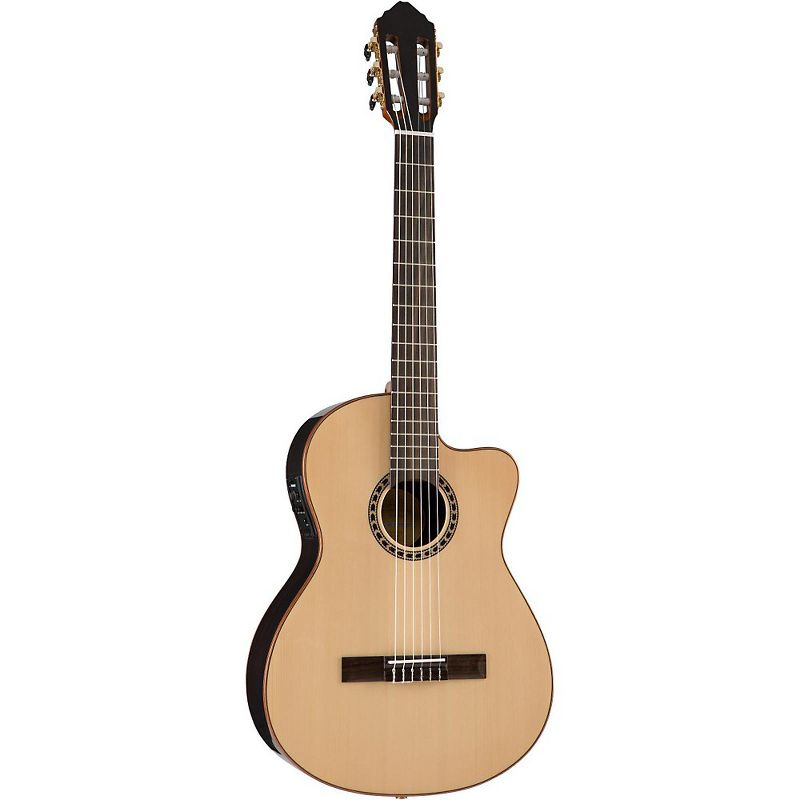 Lucero LFN200SCE Spruce/Rosewood Thinline Acoustic-Electric Classical Guitar Natural, 3 of 7