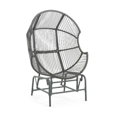 Dark Gray Iron Wicker Outdoor Lounge Chair