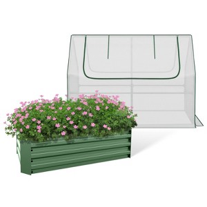 Aoodor Raised Garden Bed Kit,  Galvanized Planter Box with PE Cover, Screen Windows for Gardening - 1 of 4